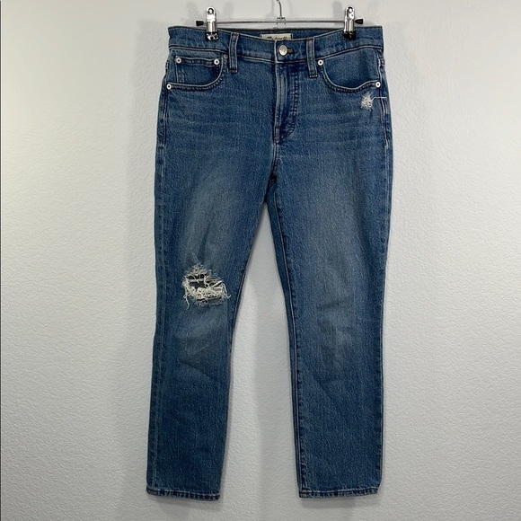 Madewell Mid-Rise Perfect Vintage Jean in Ainsdale‎ Knee-Rip Edition size 26P - Picture 2 of 9